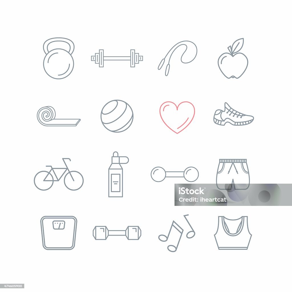 Set of fitness icons Set of fitness/exercise related icons Hand Weight stock vector