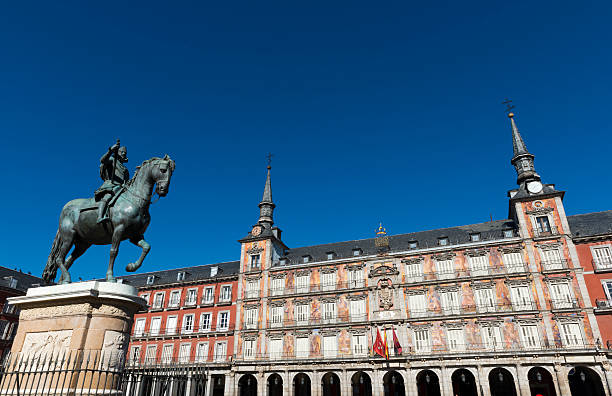 Plaza Mayor in Madrid against a clear blue sky