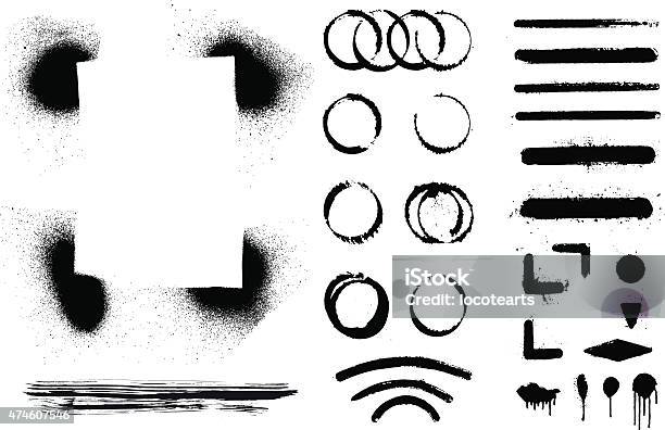 Set Of Inky Grunge And Stencil Shapes Stock Illustration - Download Image Now - Spray Paint, Aerosol Can, Stencil