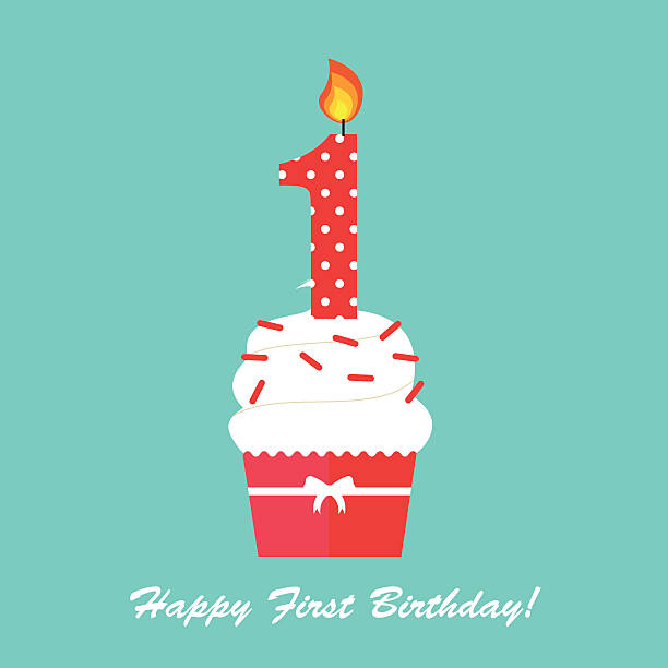 Happy First Birthday Anniversary card vector art illustration