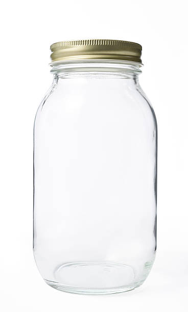 istock Isolated shot of closed empty new jar on white background 474608936