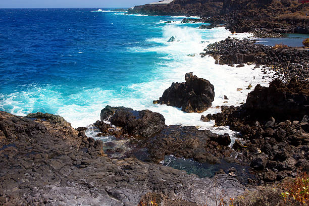 La Palma Santa cruz volcanic stone atlantic coast beach in Canary Islands