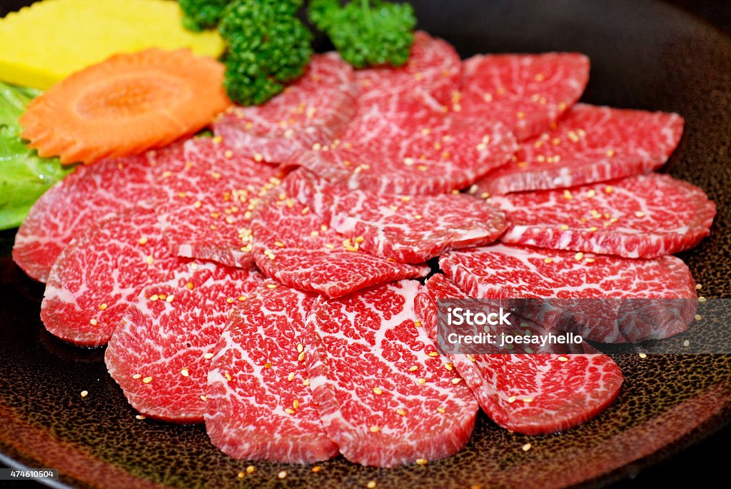 Premium raw japanischen kobe-Rindfleisch auf Teller - Lizenzfrei Marmoriertes Fleisch Stock-Foto