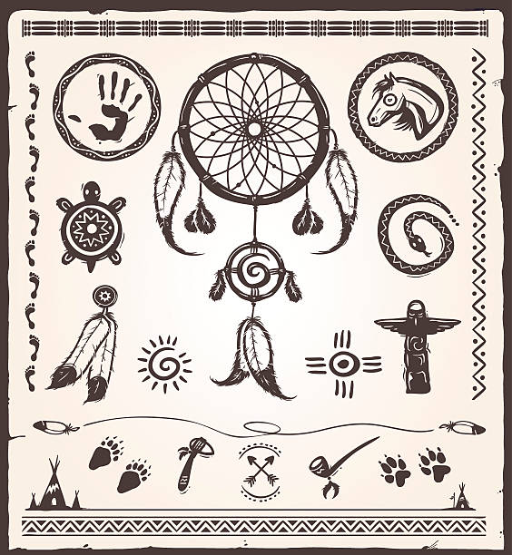 Native American Design Elements vector art illustration