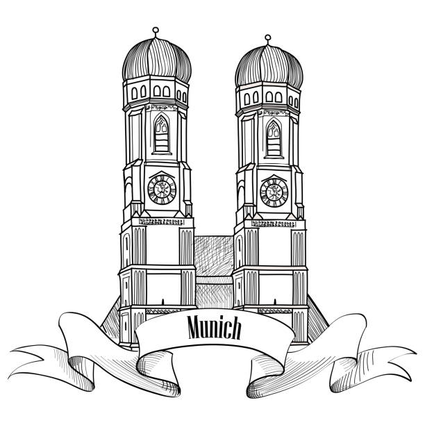 stockillustraties, clipart, cartoons en iconen met munich city label. travel germany emblem. bavaria capital sign. - münchen