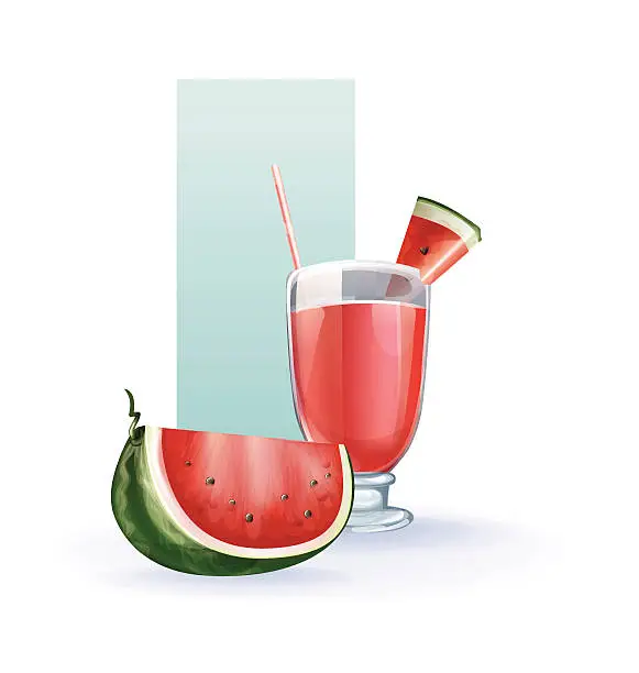 Vector illustration of watermelon in goblet of juice, cocktail, smoothie