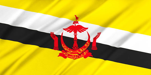 Flag of Brunei waving in the wind