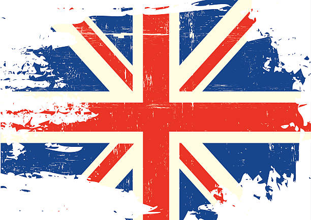 illustrazioni stock, clip art, cartoni animati e icone di tendenza di graffiato bandiera regno unito - british flag flag london england england