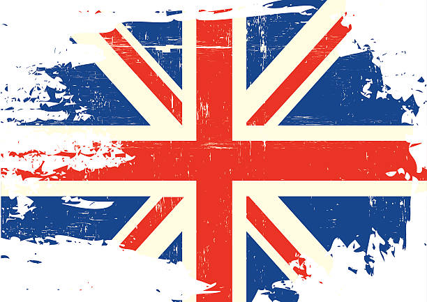 поцарапанный uk флаг - british flag london england flag british culture stock illustrations