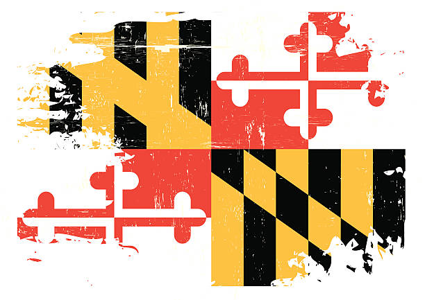 illustrations, cliparts, dessins animés et icônes de éraflure drapeau dans le maryland - maryland flag banner us state flag