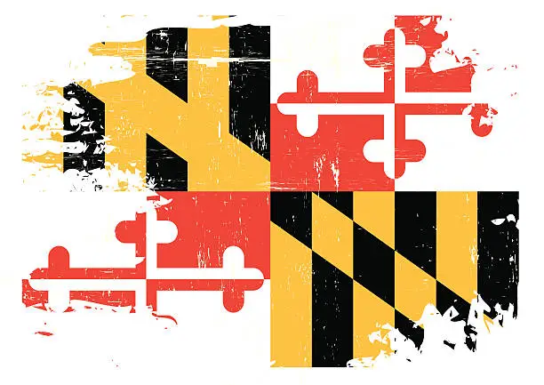 Vector illustration of Scratched Maryland Flag