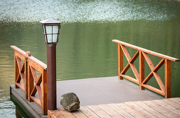 istock Wooden jetty with lamp 474613276