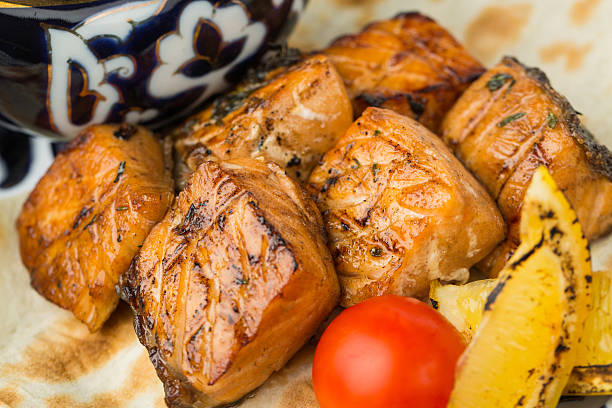 barbecue with sauce and vegetables