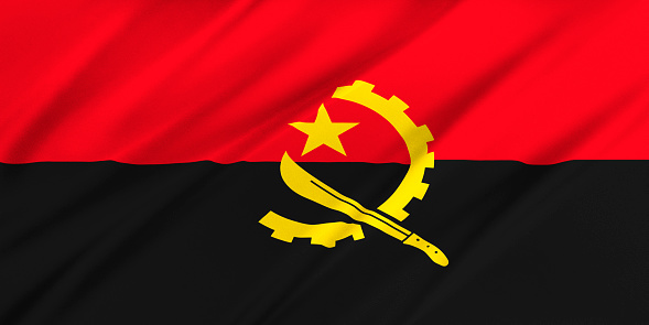Flag of Angola waving in the wind