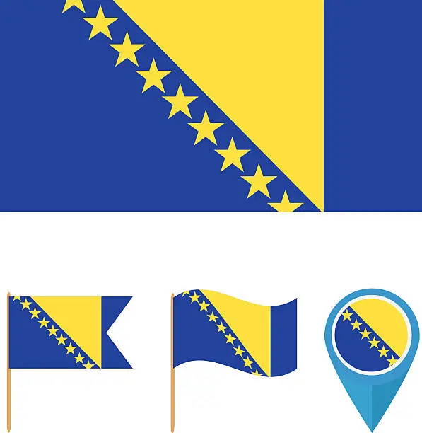 Vector illustration of country flag, Bosnia and Herzegovina