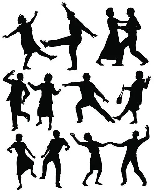 Vector illustration of Elderly people dancing