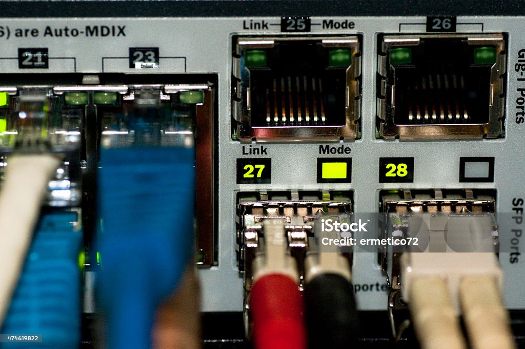 Ethernet Network Switch with ethernet cables 2015 Stock Photo