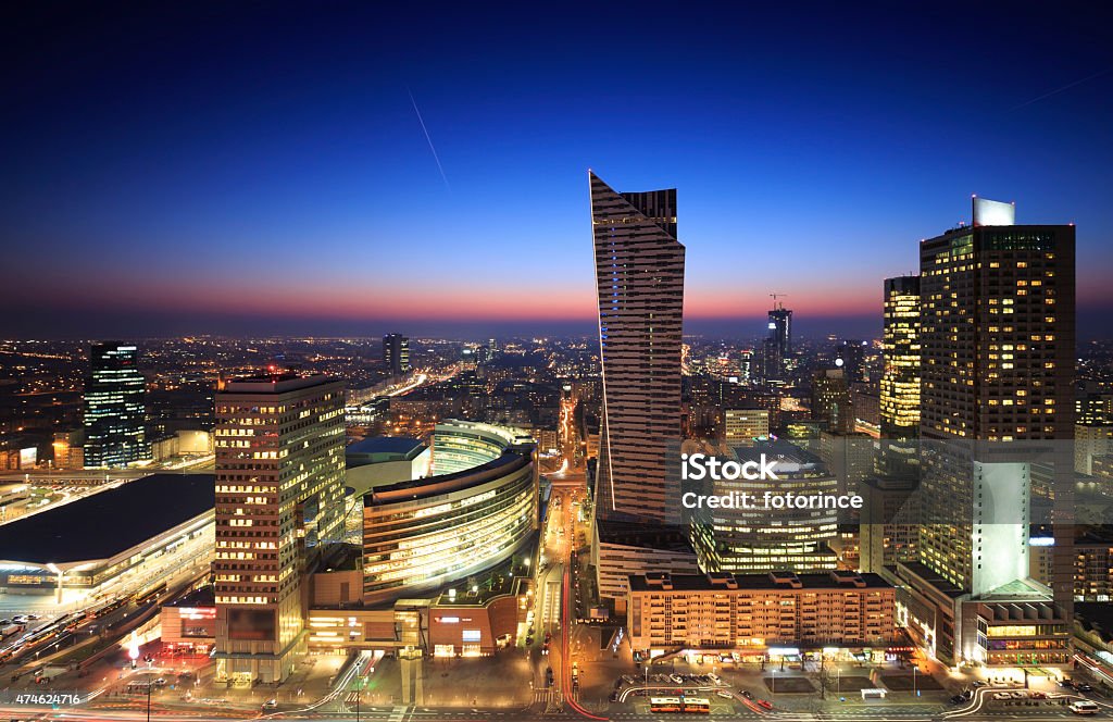 Stadtzentrum von Warschau bei Sonnenuntergang - Lizenzfrei 2015 Stock-Foto