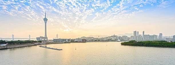 Landscape of Macau at dusk stock photo