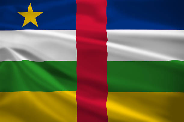 istock Central African Republic flag blowing in the wind 474625265
