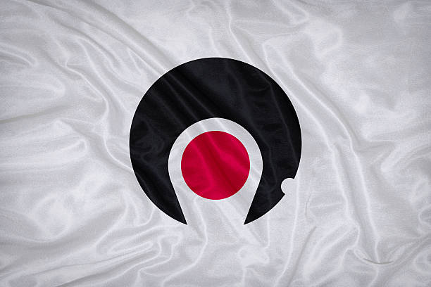 Kagoshima prefecture flag on fabric texture,retro vintage style