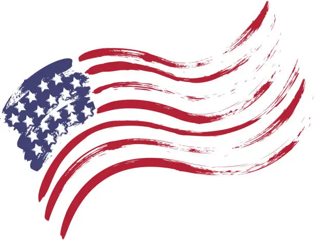 Vector illustration of Grunge USA flag