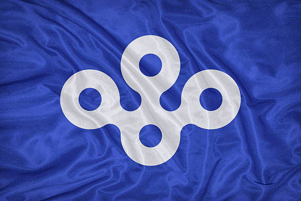 istock Osaka prefecture flag on fabric texture,retro vintage style 474629636