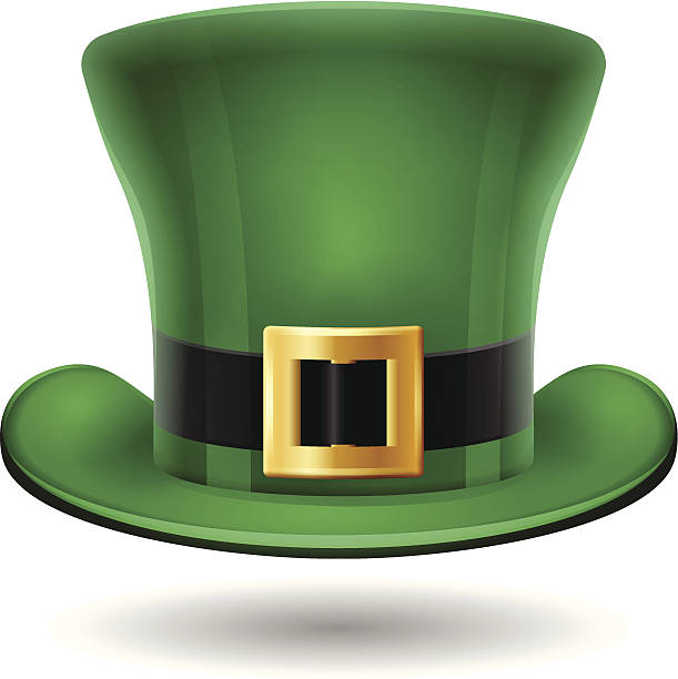 St. Patrick's Day Green Hat St. Patrick's Day green festive leprechaun hat. EPS 10 file. Transparency effects used on highlight elements. leprechaun hat stock illustrations