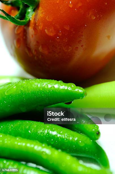 Tomato Green Peppers With Water Drops Stock Photo - Download Image Now - Agriculture, Autumn, Close-up