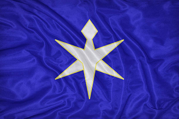 istock Chiba prefecture flag on fabric texture,retro vintage style 474631600