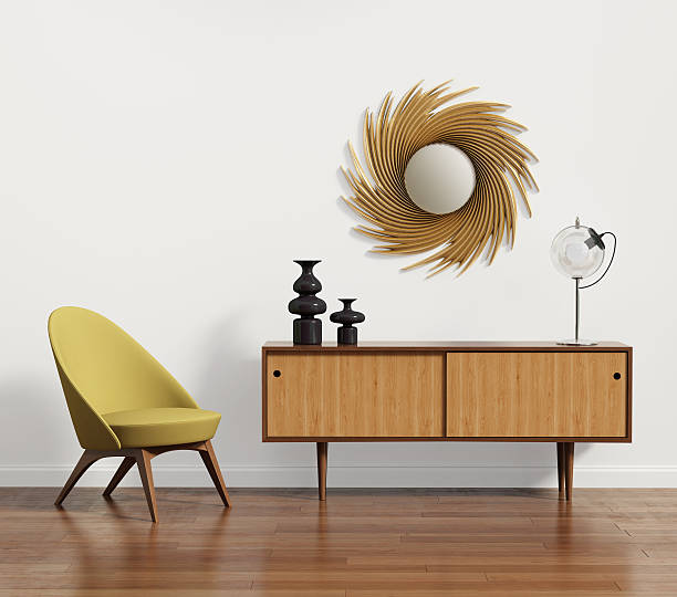 istock Scandinavian console table with armchair and mirror 474633068