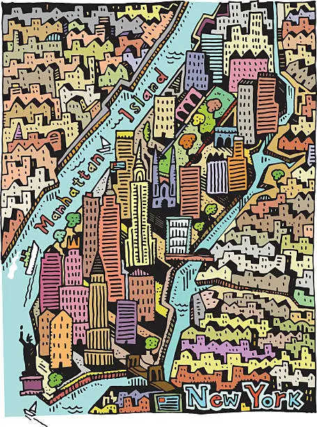 Vector illustration of Hand drawn New York map