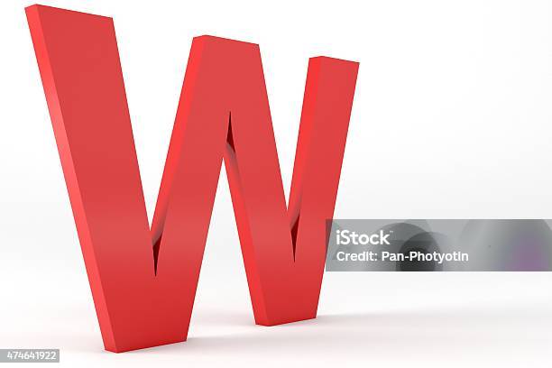 3d Red Letter W Stock Photo - Download Image Now - 2015, Alphabet, Close-up