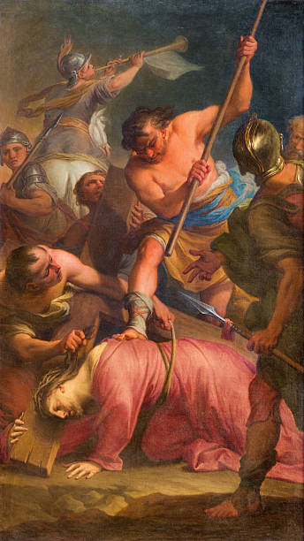 istock Rome -  The Fall of Jesus under cross paint 474642304