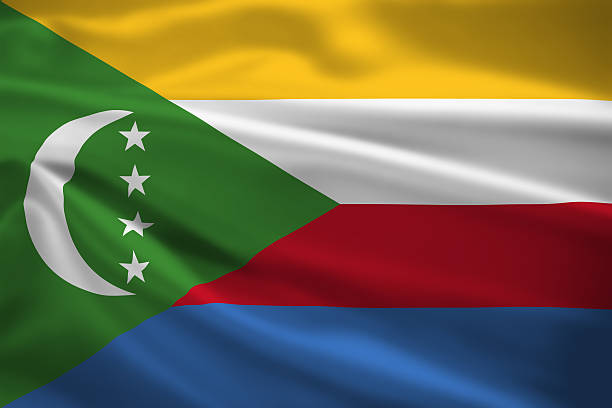istock The Comoros flag blowing in wind 474642751