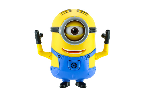 Bangkok,Thailand - May 17, 2015: Minions toy isolated on white background an action figure from Despicable Me 2 animated 3D film produced by Illumination Entertainment for Universal Pictures.