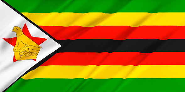 Flag of Zimbabwe waving in the wind