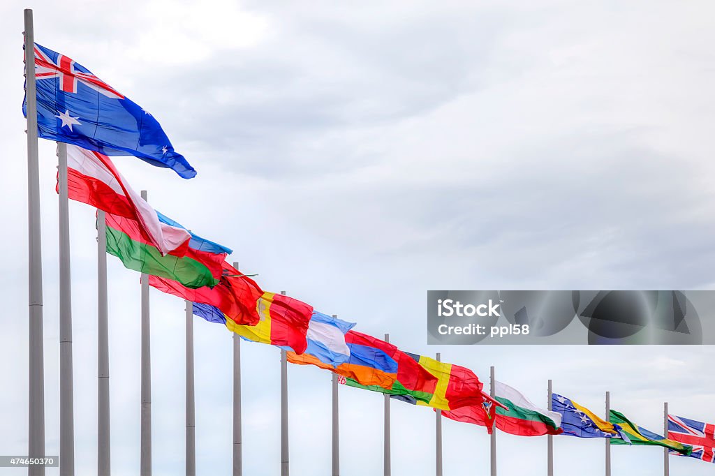 Olympic flags Flags of countries of participants of the Winter Olympic games 2014 year International Multi-Sport Event Stock Photo