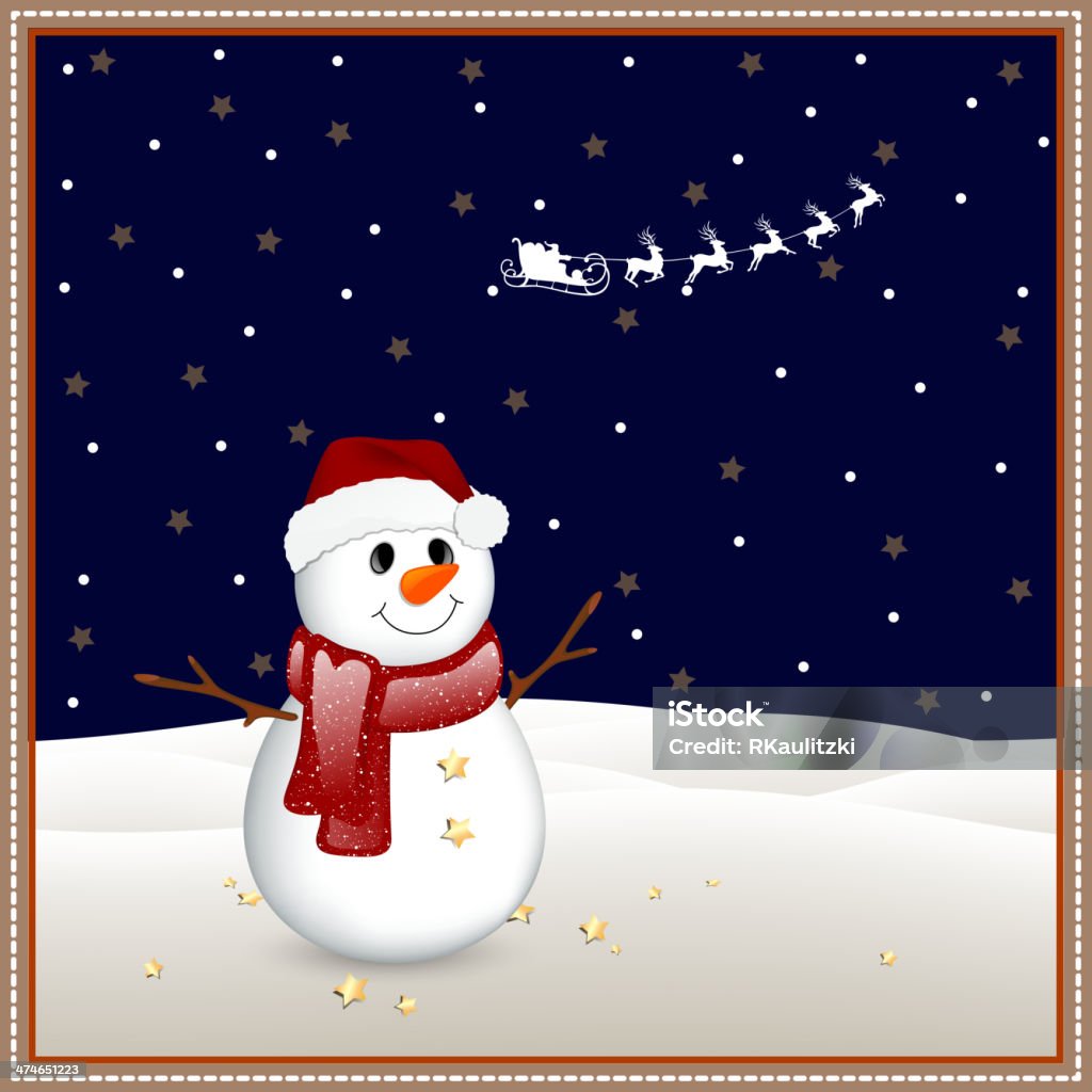 Vector Snowman Vector Illustration of a Small Snowman Animal Sleigh stock vector