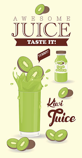 ilustrações de stock, clip art, desenhos animados e ícones de poster ilustração de suco fresco - freshness food serving size kiwi