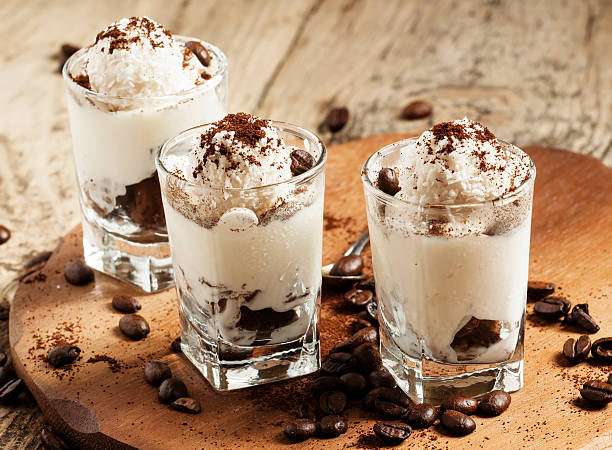 istock Tasty dessert with ice cream, chocolate and coffee, selective fo 474653550