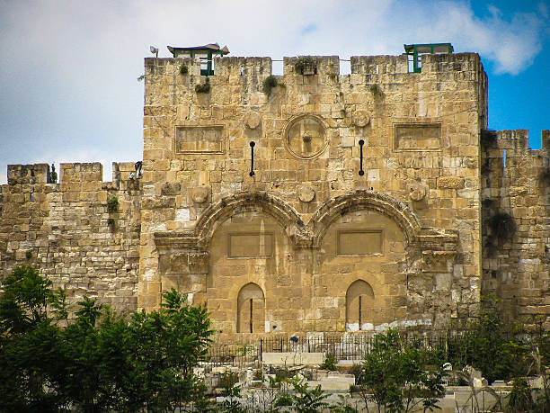 Jerusalem Golden gates  on  east wall of old town stock photo