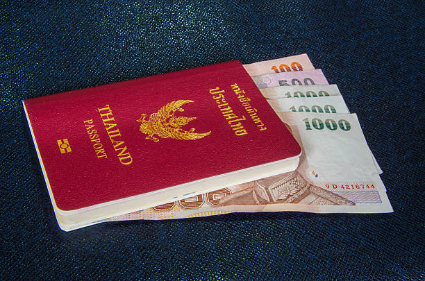 istock Cash and Thai red cover passport 474654108
