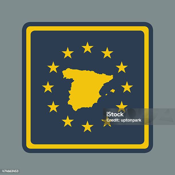 Spanien Europäische Flagge Button Stock Vektor Art und mehr Bilder von Blau - Blau, Designelement, Europa - Kontinent