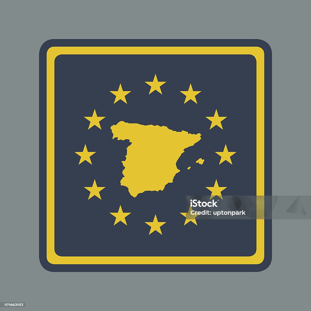 España, bandera, botón - Ilustración de stock de Azul libre de derechos