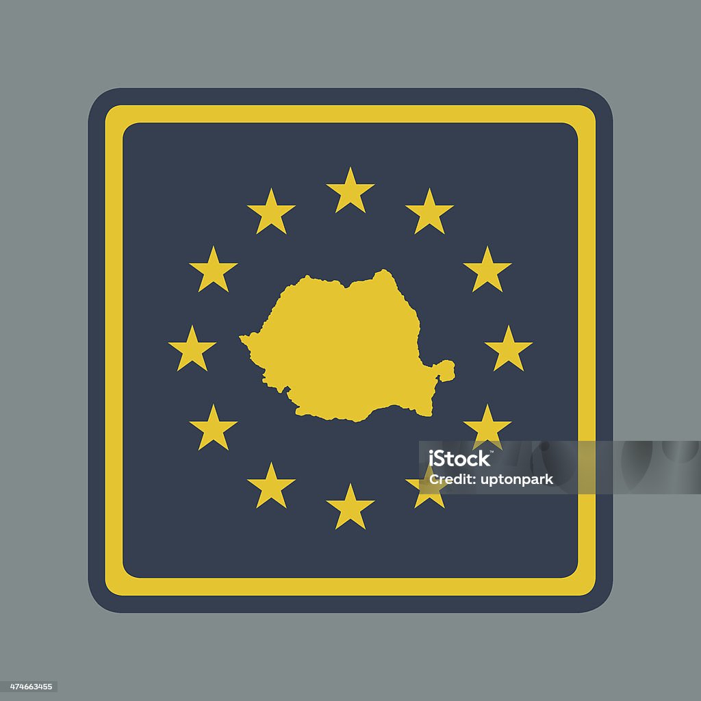 Romania bandiera europea pulsante - Illustrazione stock royalty-free di A forma di stella