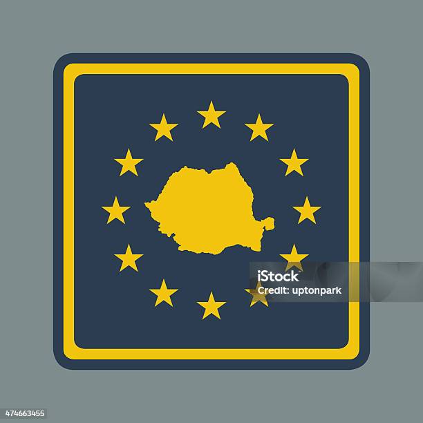 Romania Bandiera Europea Pulsante - Immagini vettoriali stock e altre immagini di A forma di stella - A forma di stella, Bandiera, Bandiera dell'Unione Europea