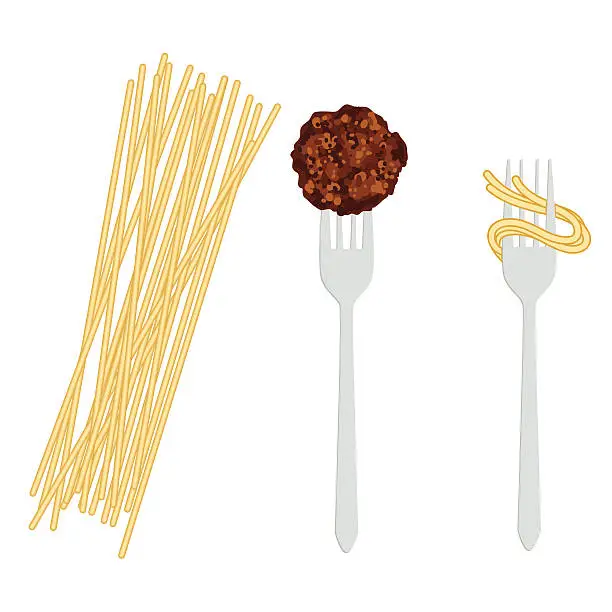 Vector illustration of Spaghetti Noodles with Two Forks Isolated on White Background