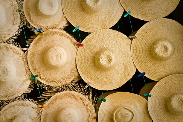 istock Display of beautiful straw hats 474668152