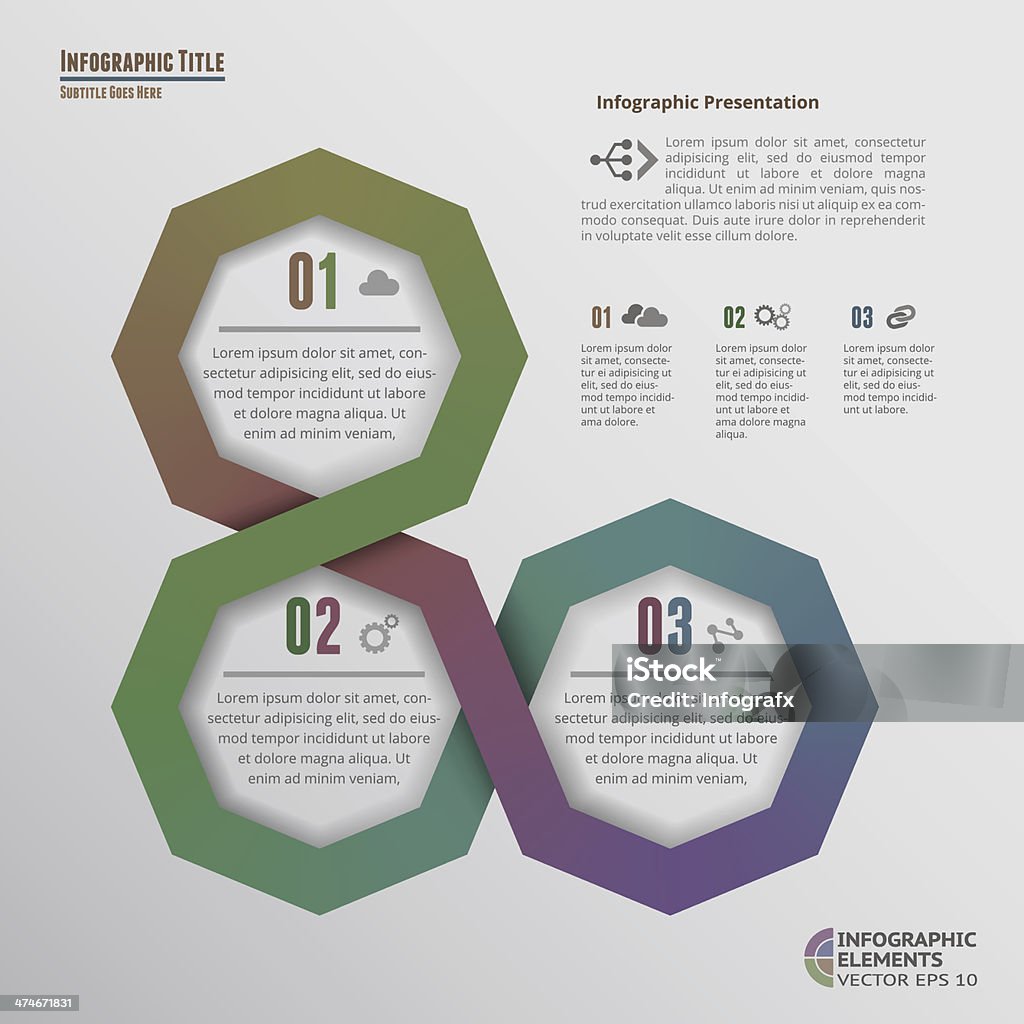 Octagons Infographic Elements 3 Options Stock Illustration - Download ...